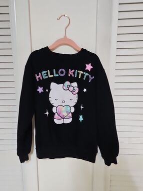 Hello Kitty Black Sweatshirt with Pastel Rainbow Graphic